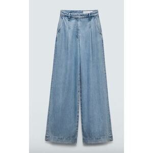 rag & bone Aurora Pleated Trouser Denim Winwood Size 29 Wide Leg Light Wash